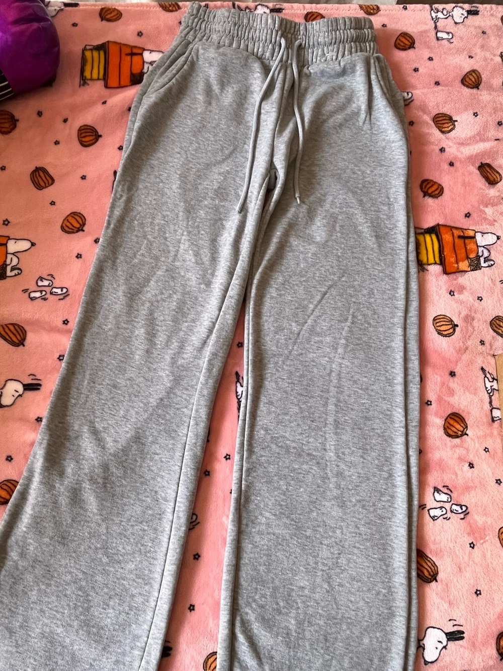 Casual Wide-Leg Drawstring Pants - Light Gray